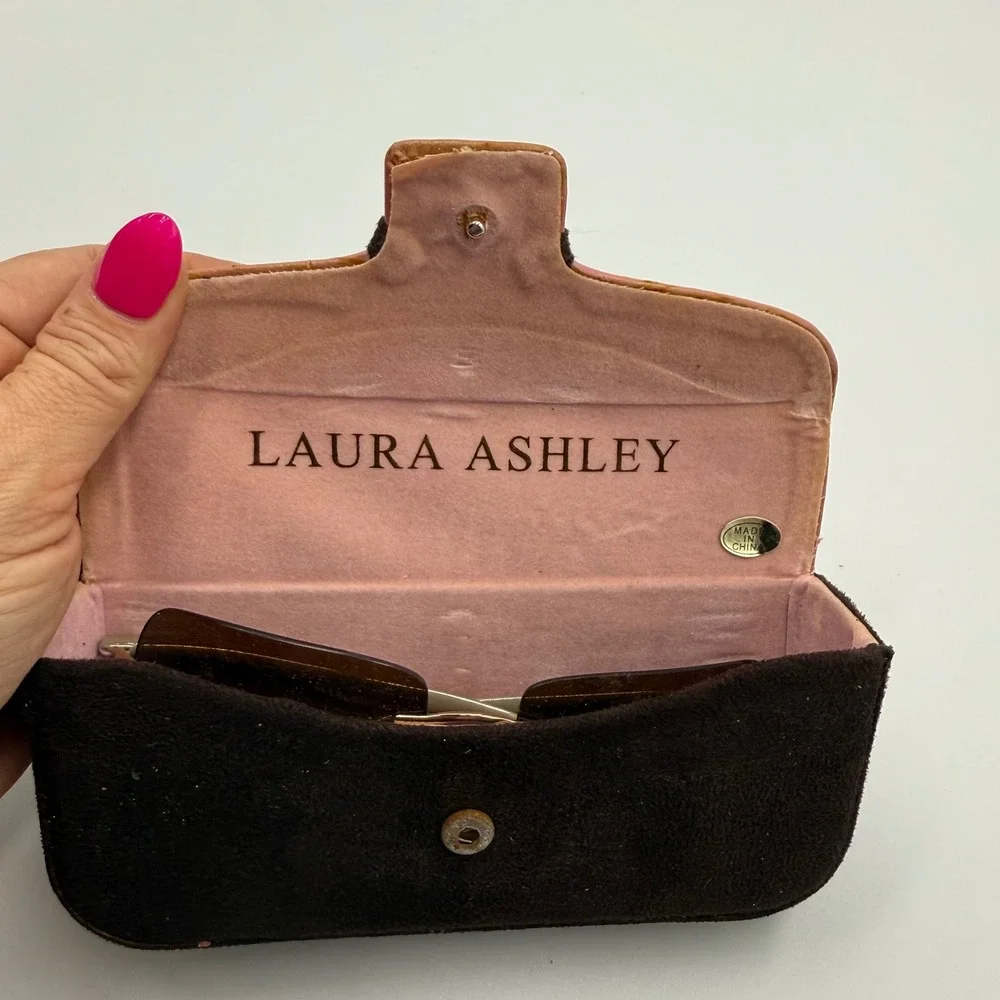 Laura Ashley Rimless Sunglasses OS Brown Y2K Retro Minimalist Gold Shade